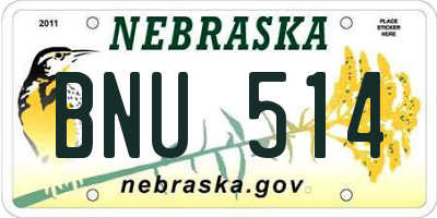 NE license plate BNU514