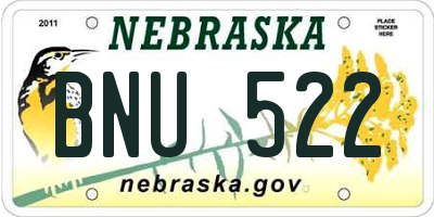 NE license plate BNU522