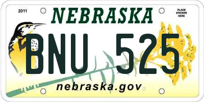 NE license plate BNU525