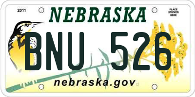 NE license plate BNU526