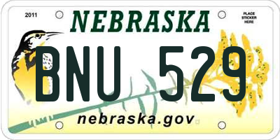 NE license plate BNU529