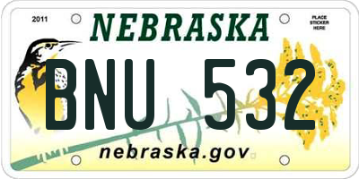 NE license plate BNU532