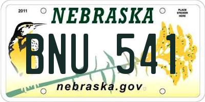 NE license plate BNU541