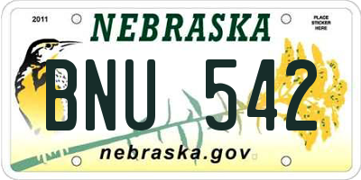 NE license plate BNU542
