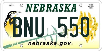 NE license plate BNU550