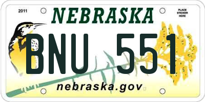 NE license plate BNU551