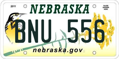 NE license plate BNU556