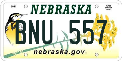 NE license plate BNU557