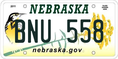 NE license plate BNU558