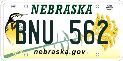 NE license plate BNU562
