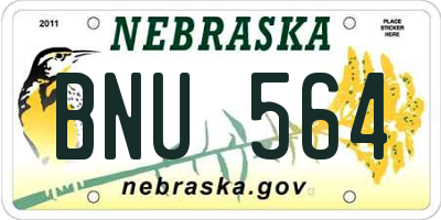 NE license plate BNU564