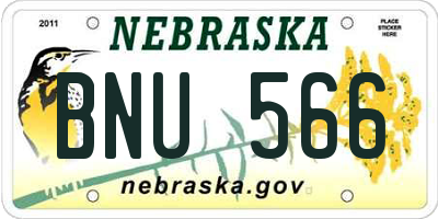 NE license plate BNU566