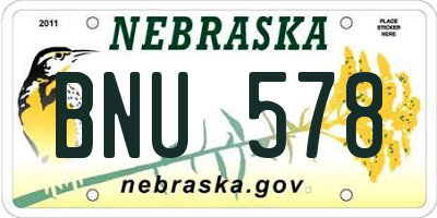 NE license plate BNU578
