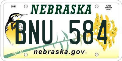 NE license plate BNU584