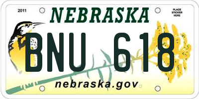 NE license plate BNU618