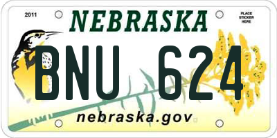 NE license plate BNU624
