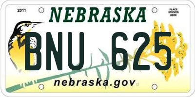 NE license plate BNU625
