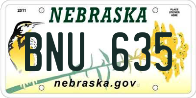 NE license plate BNU635