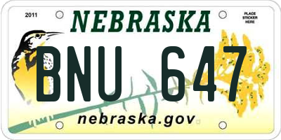 NE license plate BNU647
