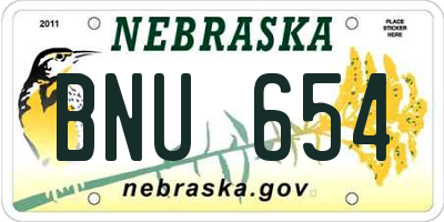 NE license plate BNU654