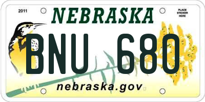 NE license plate BNU680