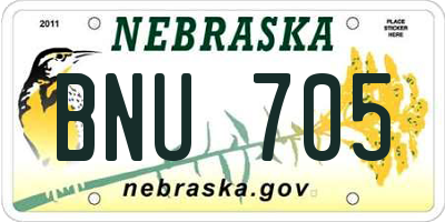 NE license plate BNU705