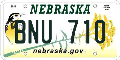 NE license plate BNU710