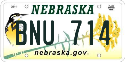NE license plate BNU714