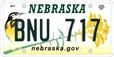 NE license plate BNU717