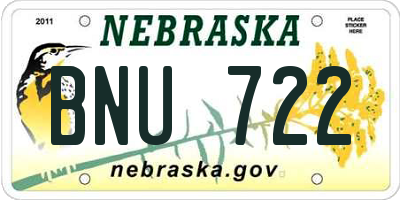 NE license plate BNU722