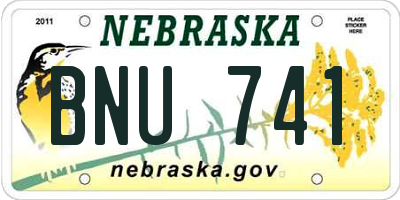 NE license plate BNU741