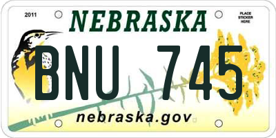 NE license plate BNU745