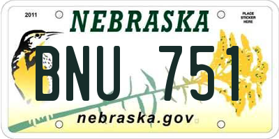 NE license plate BNU751