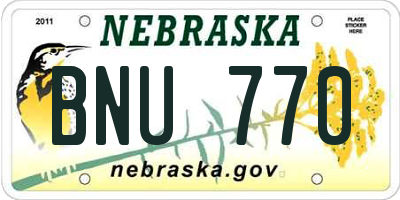 NE license plate BNU770