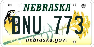 NE license plate BNU773