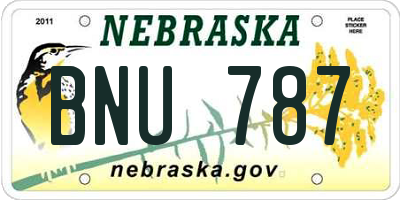 NE license plate BNU787