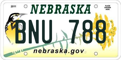 NE license plate BNU788