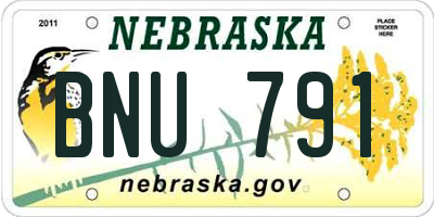 NE license plate BNU791