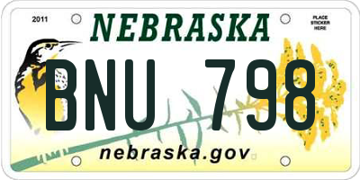 NE license plate BNU798