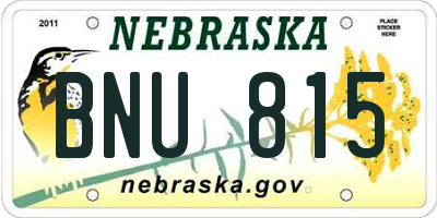 NE license plate BNU815