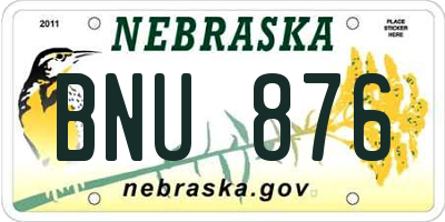 NE license plate BNU876