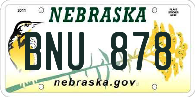 NE license plate BNU878