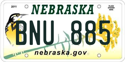 NE license plate BNU885