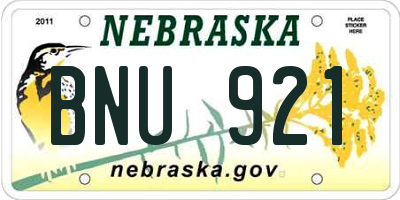 NE license plate BNU921
