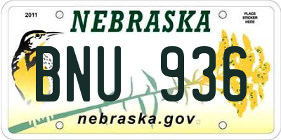 NE license plate BNU936