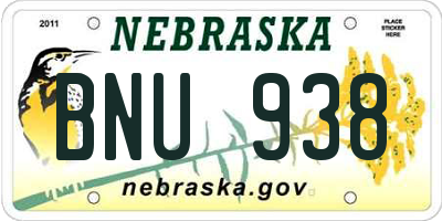 NE license plate BNU938