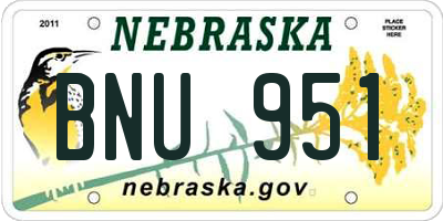 NE license plate BNU951