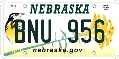 NE license plate BNU956