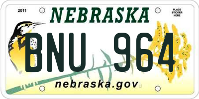 NE license plate BNU964