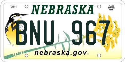 NE license plate BNU967